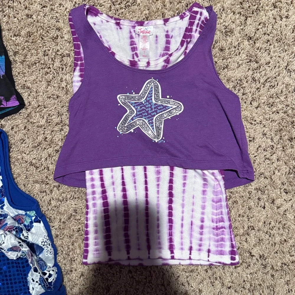 Girls size 7 Justice bundle with 3 tank tops and one shirt